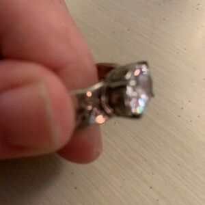 Source Unknown Silver Ring with Clear Gemstone